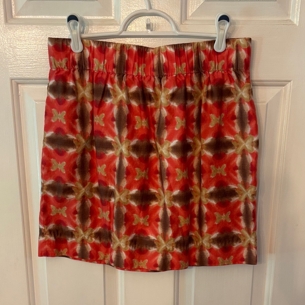 J. Crew Pink/ Red and Brown Patterned Mini Skirt